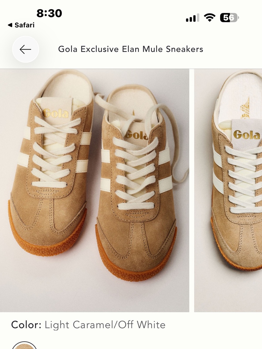Gola Tan Suede Sneakers slides with White Stripes - Picture 2 of 8